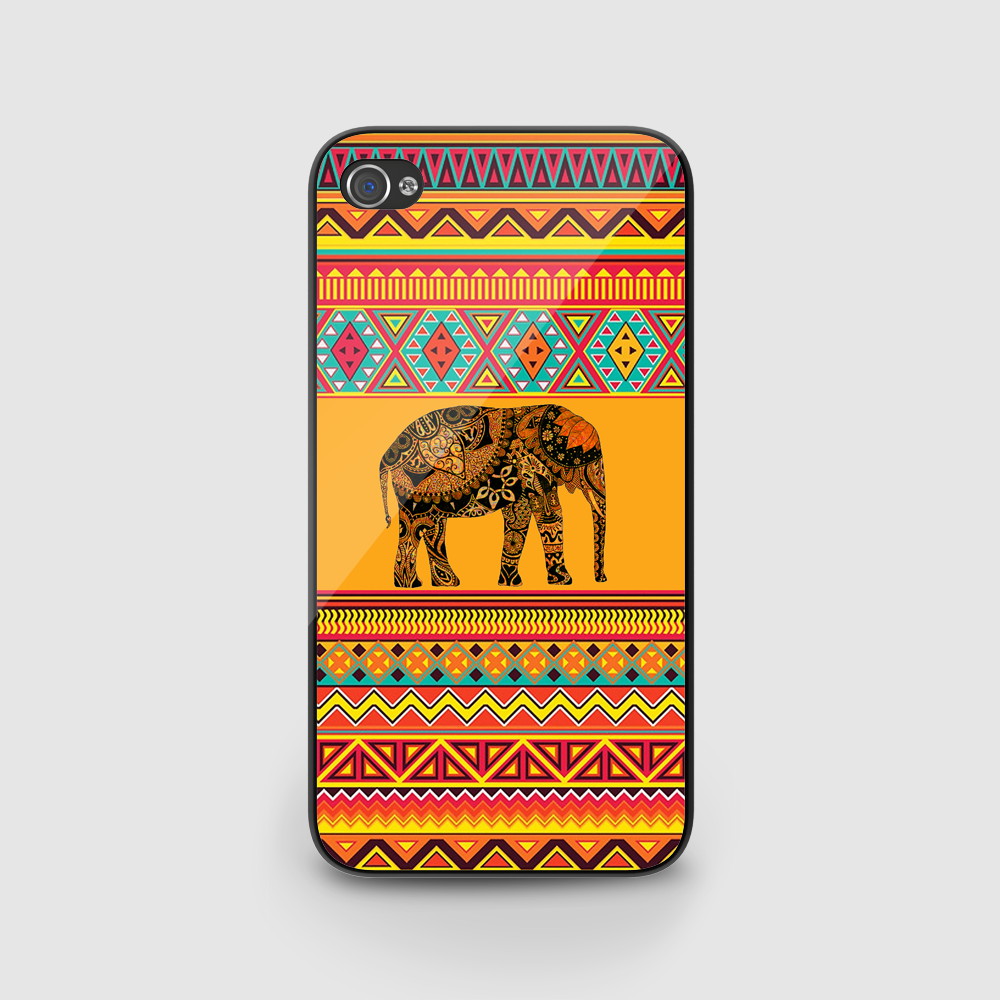 Designed For Iphone 4 4s 5 5s 5c Ipod Touch 4 5 Case Cover Black/ White, Aztec Elephant Design
