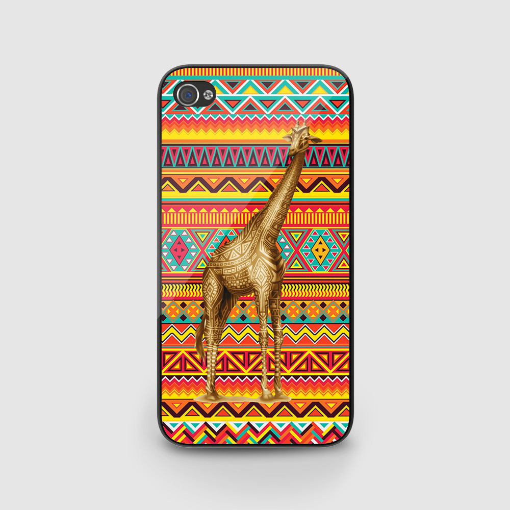 Designed For Iphone 4 4s 5 5s 5c Ipod Touch 4 5 Case Cover Black/ White, Aztec Giraffe Design