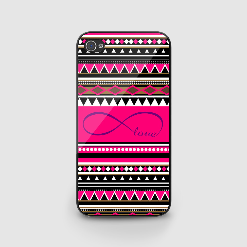 Designed For Iphone 4 4s 5 5s 5c Ipod Touch 4 5 Case Cover Black/ White, Infinity Love Aztec Design