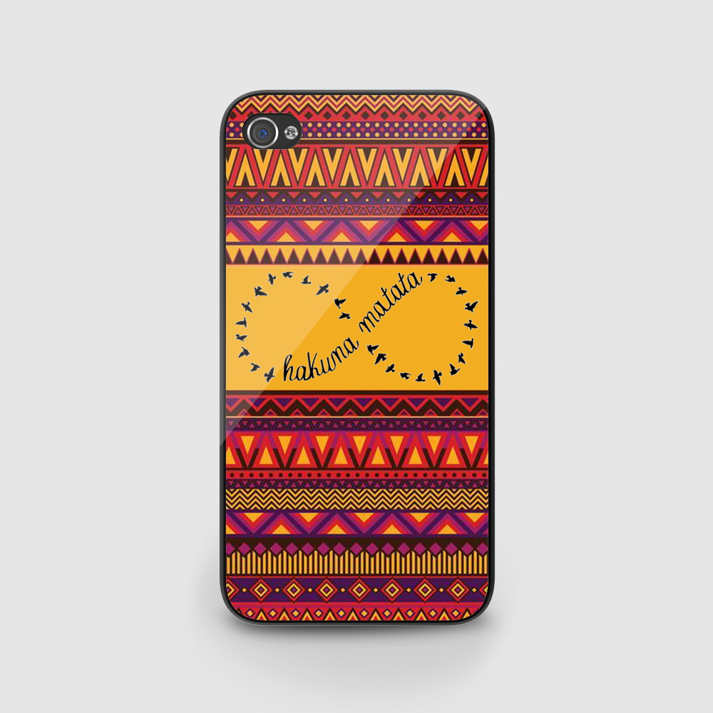 Hakuna Matata Aztec Design Case For Iphone 4 4s 5 5s 5c Ipod Touch 4 5 Case Cover Black/ White