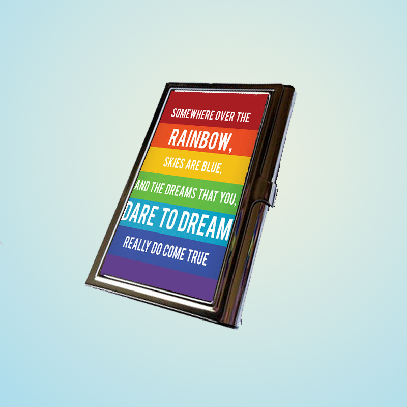 Somewhere Over The Rainbow Stainless Steel Business Card Case Holder Cover