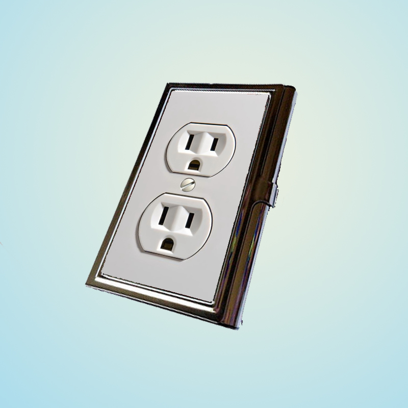 Electrical Outlet Stainless Steel Business Card Case Holder Cover